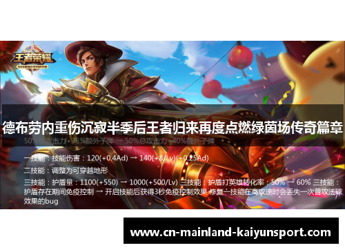 德布劳内重伤沉寂半季后王者归来再度点燃绿茵场传奇篇章